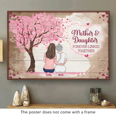 Linked By Love. Forever And Always - Family Personalized Custom Horizontal Poster - Gift For Mom