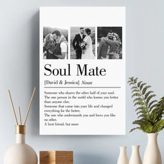 Custom Photo Soulmates. Always - Couple Personalized Custom Vertical Canvas - Gift For Husband Wife. Anniversary