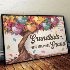 Grandkids Fill A Place In Your Heart - Family Personalized Custom Horizontal Poster - Gift For Grandma. Grandpa. Grandkid