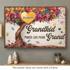 Grandkids Fill A Place In Your Heart - Family Personalized Custom Horizontal Poster - Gift For Grandma. Grandpa. Grandkid