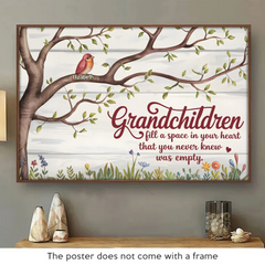 They Fill Our Hearts With Unexpected Joy - Family Personalized Custom Horizontal Poster - Gift For Grandma. Grandpa. Grandkid