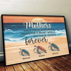 Like A Turtle. A Mom Carries Her World On Her Back - Family Personalized Custom Horizontal Poster - Gift For Mom