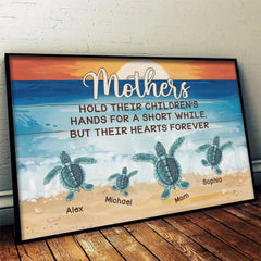 Mama Turtle And Her Hatchlings. Forever Traveling Together - Family Personalized Custom Horizontal Poster - Gift For Mom