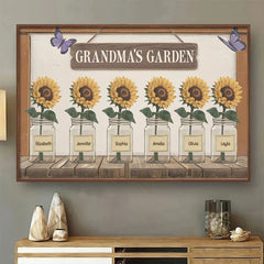 She Plants Seeds Of Love And Watches Her Family Bloom - Family Personalized Custom Horizontal Poster - Gift For Mom. Grandma