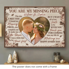 Custom Photo You Make Me Whole- Couple Personalized Custom Horizontal Poster - Gift For Husband Wife. Anniversary