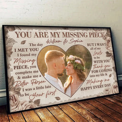 Custom Photo You Make Me Whole- Couple Personalized Custom Horizontal Poster - Gift For Husband Wife. Anniversary