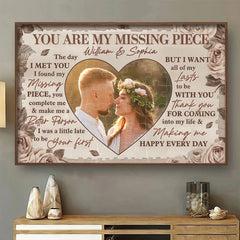 Custom Photo You Make Me Whole- Couple Personalized Custom Horizontal Poster - Gift For Husband Wife. Anniversary