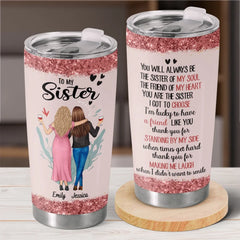 The Sister Of My Soul - Bestie Personalized Custom Tumbler - Gift For Best Friends. BFF. Sisters