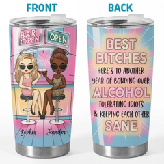 We're Chaos And Laughter - Bestie Personalized Custom Tumbler - Gift For Best Friends. BFF. Sisters