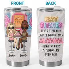 Cheers To Friendship And Endless Sips - Bestie Personalized Custom Tumbler - Gift For Best Friends. BFF. Sisters