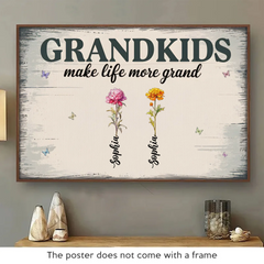 Blessed With Grandkids. Blessed With Love - Family Personalized Custom Horizontal Poster - Gift For Mom. Grandma