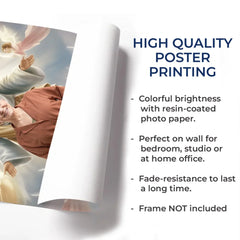 Custom Photo Resting With God. Remembered With Love - Memorial Personalized Custom Vertical Poster - Sympathy Gift For Family Members