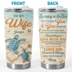 Two Turtles. One Heart - Couple Personalized Custom Tumbler - Gift For Husband Wife. Anniversary