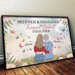 Mom Makes The World Shine - Family Personalized Custom Horizontal Poster - Mother's Day. Gift For Mom. Daughter