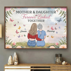Mom Makes The World Shine - Family Personalized Custom Horizontal Poster - Mother's Day. Gift For Mom. Daughter