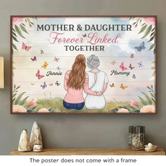 Mom Makes The World Shine - Family Personalized Custom Horizontal Poster - Mother's Day. Gift For Mom. Daughter