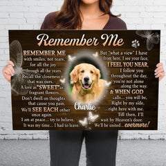 Custom Photo Remember Me With Smiles - Memorial Personalized Custom Horizontal Canvas - Sympathy Gift For Pet Owners. Pet Lovers