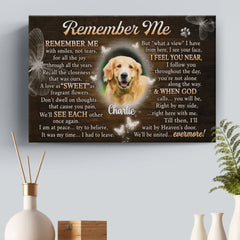 Custom Photo Remember Me With Smiles - Memorial Personalized Custom Horizontal Canvas - Sympathy Gift For Pet Owners. Pet Lovers
