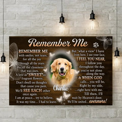 Custom Photo Remember Me With Smiles - Memorial Personalized Custom Horizontal Canvas - Sympathy Gift For Pet Owners. Pet Lovers