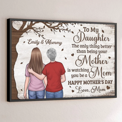 The Greatest Joy. Watching You Become A Mom - Family Personalized Custom Horizontal Poster - Mother's Day. Gift For Mom. Daughter