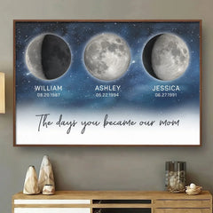 The Days You Became A Mom. Written In The Stars - Family Personalized Custom Horizontal Poster - Mother's Day. Gift For Mom