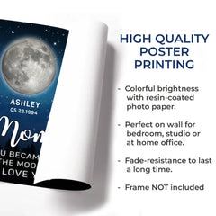 Mom. You Shine As Bright As The Moon - Family Personalized Custom Horizontal Poster - Mother's Day. Gift For Mom. Grandma