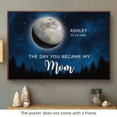 The Moon Glowed Brighter The Day You Became Mom - Family Personalized Custom Horizontal Poster - Mother's Day. Gift For Mom. Grandma