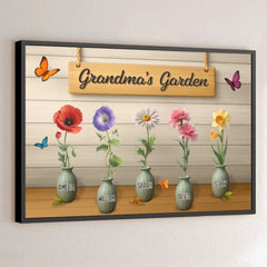 My Garden Of Joy - Family Personalized Custom Horizontal Poster - Mother's Day. Gift For Mom. Grandma