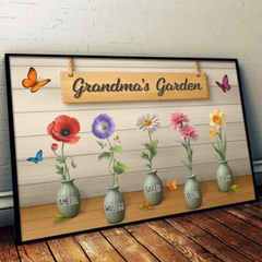 My Garden Of Joy - Family Personalized Custom Horizontal Poster - Mother's Day. Gift For Mom. Grandma