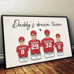 Together We Make A Winning Team - Family Personalized Custom Horizontal Poster - Father's Day. Gift For Dad. Sport Lovers. Sport Players