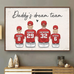 Together We Make A Winning Team - Family Personalized Custom Horizontal Poster - Father's Day. Gift For Dad. Sport Lovers. Sport Players