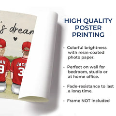Daddy's Dream Team - Family Personalized Custom Horizontal Poster - Father's Day. Gift For Dad. Sport Lovers. Sport Players