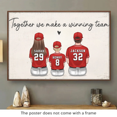 Together We Make A Winning Team - Family Personalized Custom Horizontal Poster - Father's Day. Gift For Dad. Sport Lovers. Sport Players