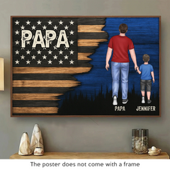 Held By Your Hands. Guided By Your Heart - Family Personalized Custom Horizontal Poster - Father's Day. Gift For Dad. Grandpa