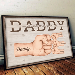 Forever Fist-bumping With Love - Family Personalized Custom Horizontal Poster - Father's Day. Gift For Dad. Grandpa