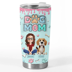 Custom 3D Inflated Effect Printed Tumbler - Personalized Birthday Gifts For Dog Lovers. Dog Dad And Mom - Messy Hair. Furry Hugs