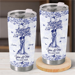 Custom Tumbler - Personalized Anniversary Wedding Gifts For Husband And Wife. Him And Her - Hand In Hand We Thrive