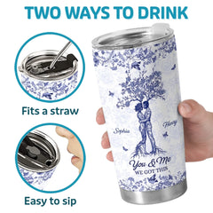 Custom Tumbler - Personalized Anniversary Wedding Gifts For Husband And Wife. Him And Her - Hand In Hand We Thrive