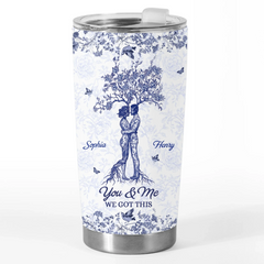 Custom Tumbler - Personalized Anniversary Wedding Gifts For Husband And Wife. Him And Her - Hand In Hand We Thrive