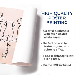Custom Line Art Horizontal Poster - Personalized Pet Memorial Sympathy Gifts For Dogs - Furry Souls. Endless Love