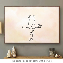 Custom Line Art Horizontal Poster - Personalized Pet Memorial Sympathy Gifts For Dogs - Furry Souls. Endless Love