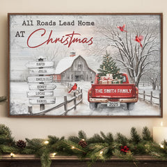 Custom Horizontal Poster - Personalized Christmas Birthday Gifts For Mom. Dad. Brother. Sister. Kids - Every Road Leads Back To Family