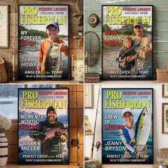 Custom Photo Magazine Vertical Poster - Personalized Christmas Birthday Fishing Gifts For Fisherman - The Legend Reels On