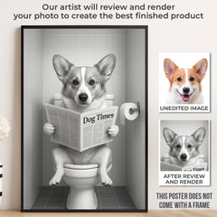 Custom Photo Bathroom Vertical Poster - Personalized Birthday Gifts For Dog Cat Lovers. Dog Dad And Mom. Cat Owners - Do Not Disturb. I'm Reading The Dog Times