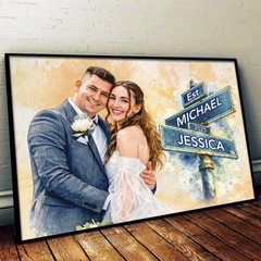 Custom Photo Horizontal Poster - Personalized Anniversary Wedding Gifts For Husband And Wife. Him And Her - You Make Me Smile More