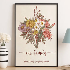 Custom Horizontal Poster - Personalized Birthday Gifts For Mom. Grandma. Family - Bloom With Love