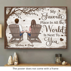 My Favorite Place In The World Is Next To You - Couple Personalized Custom Horizontal Poster - Gift For Husband Wife. Anniversary