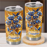 Custom Rose Tumbler - Personalized Mother's Day Birthday Gifts For Mom. Grandma - Golden Love. Golden Mom
