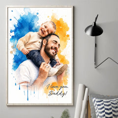 Custom Photo Vertical Poster - Personalized Father's Day Birthday Gifts For Dad. Grandpa - Dad Makes The World Brighter