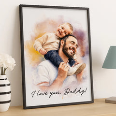 Custom Photo Vertical Poster - Personalized Father's Day Birthday Gifts For Dad. Grandpa - Forever Thankful For Dad's Love